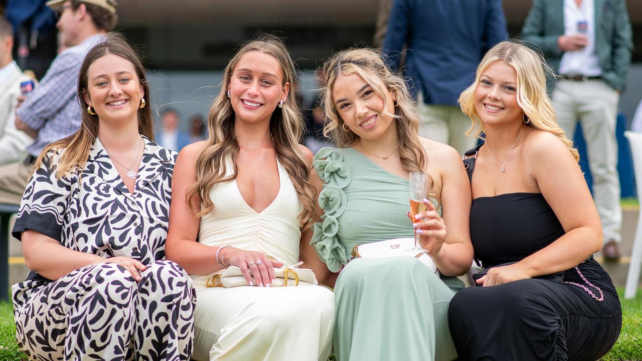 The Daily Telegraph Saturday 12 October 2024 Raceday Coverage Sophie Cappello Chloe Bottle Taylor Kelly Gariella Farrugia at Hill Stakes race day at Rosehill Gardens. Picture Thomas Lisson