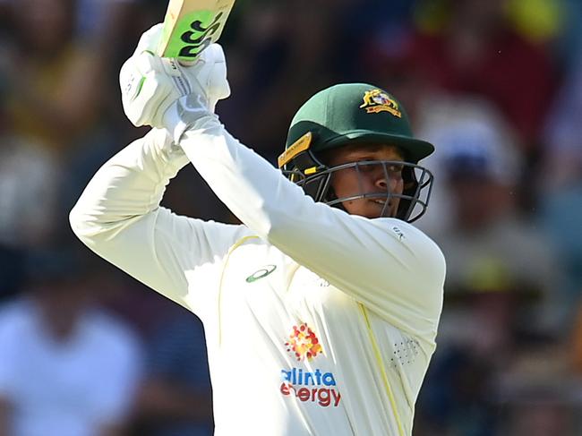 BRISBANE, AUSTRALIA - DECEMBER 18: Usman Khawaja of Australia bats during day two of the First Test match between Australia and South Africa at The Gabba on December 18, 2022 in Brisbane, Australia. (Photo by Albert Perez/Getty Images)