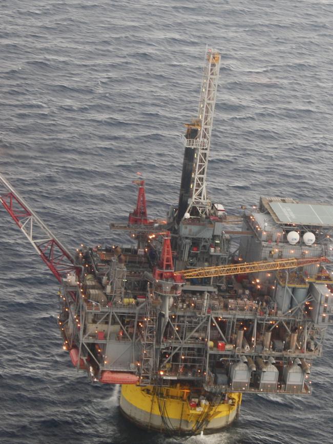 An oil platform in the Gulf of Mexico operated by Shell and owned by Shell, Chevron and British Petroleum. Picture: AP