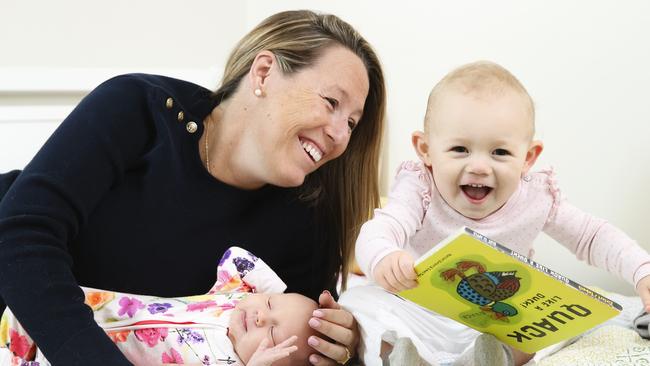 Flip Byrnes is relishing motherhood with Leni-Grace and Lotte, 16 months. Picture: Justin Lloyd