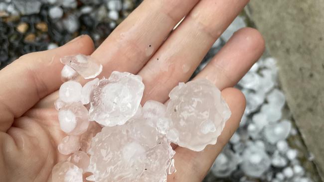 Hail stones battered Gympie on Tuesday afternoon.