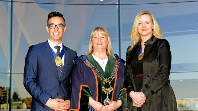 Timothy Jackson with fellow councillors Amanda Stapledon and Rosalie Crestani.