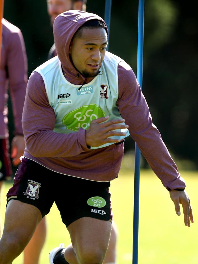 Jorge Taufua at Sea Eagles training. Picture : Gregg Porteous