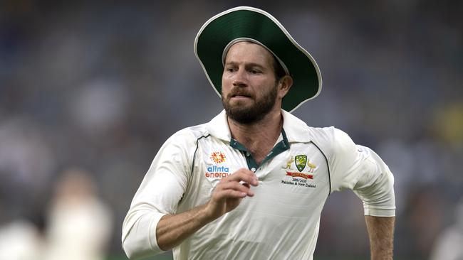 Australian Michael Neser in the field after Josh Hazlewood was injured in the first Test against New Zealand.