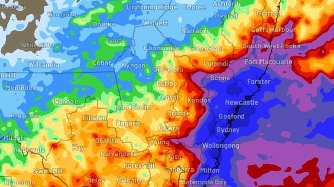 Heavy rain is predicted for the seven days from Tuesday for areas south of the Northern Rivers.