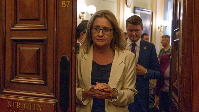 New Victorian Premier Jacinta Allan leaves the Labor caucus room on Wednesday. Picture: Getty Images