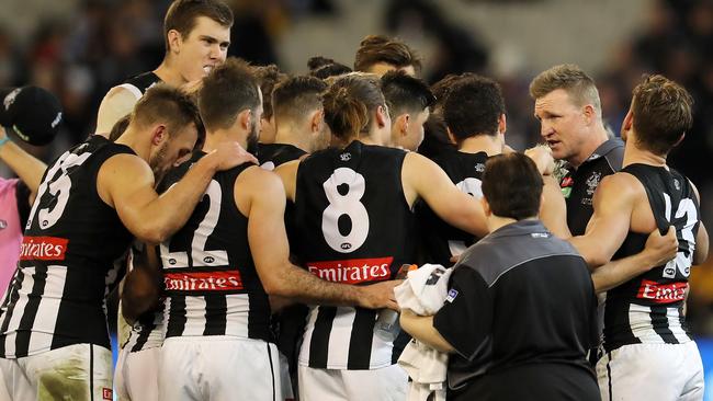 Magpies CEO Gary Pert met with the Collingwood players on Tuesday about Nathan Buckley’s coaching future. Picture: Michael Klein