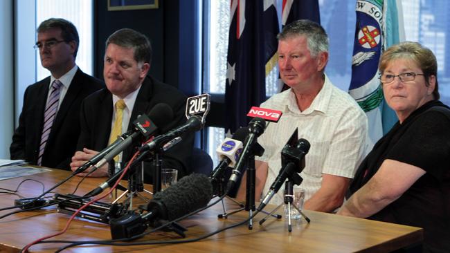 Parents John and Margaret Carmichael at a press conference to announce a reward for information about their daughter’s whereabouts.