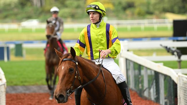 Damian Lane thought he was beaten as he returns to the mounting yard. Picture: Vince Caligiuri/Getty Images