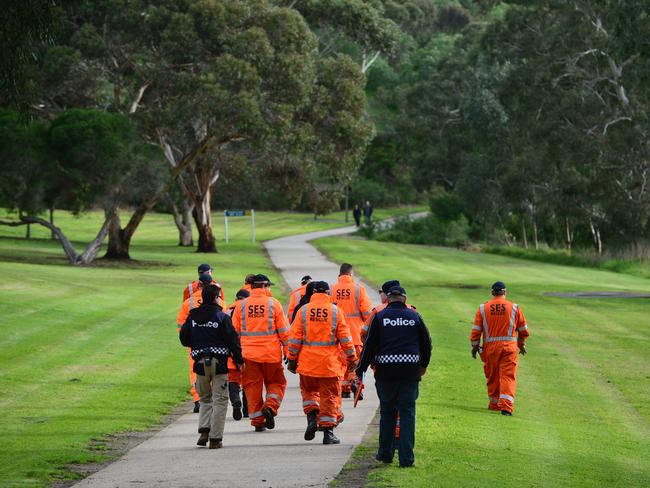 Police and SES search the nearby area. Picture: Eugene Hyland