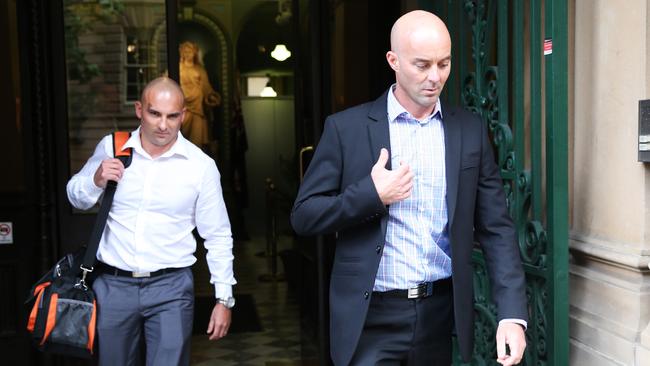 Cameron and Craig Zammit leaving the NSW Industrial Relations Commission in 2015. Picture: Craig Greenhill