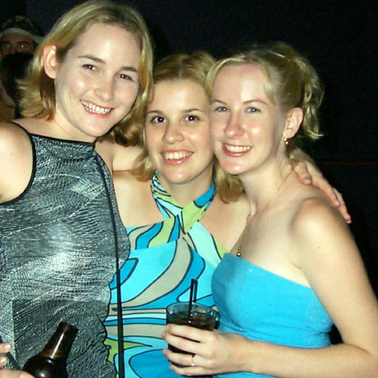 Dee Dansie, Tara Smyth and Angela McNichol at Vibe Nightclub, Mackay, 2001.