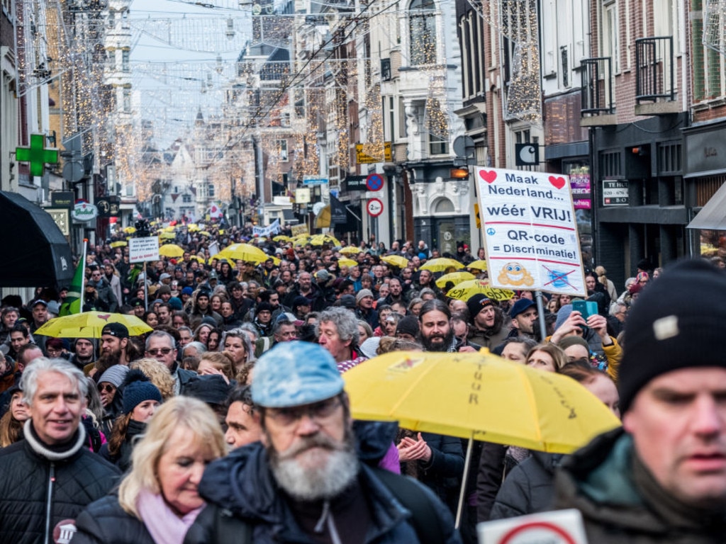 Hundreds of thousands of Covid protestors have taken to the streets across Europe as governments clamp down on restrictions. Picture: Sanne Derks/Anadolu Agency via Getty Images