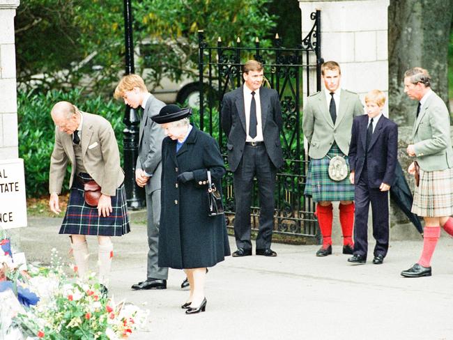 The royal family were in Balmoral at the time of Diana’s death. Picture: Daily Record/Mirrorpix/Mirrorpix via Getty Images