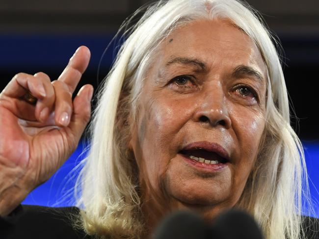 Anthropologist, Geographer and Foundation Chair of Australian Indigenous Studies at the University of Melbourne Marcia Langton delivers an address to the National Press Club in Canberra, Wednesday, September 25, 2019. (AAP Image/Lukas Coch) NO ARCHIVING