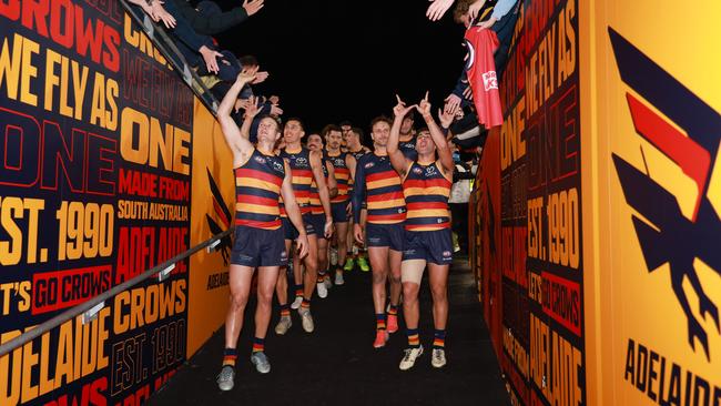 It was a mighty game of football despite the worst conditions we’ve seen at Adelaide Oval this year. Photo by James Elsby.