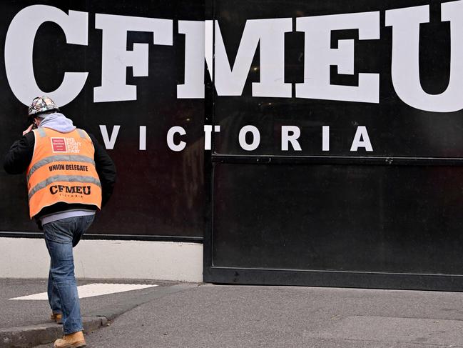 The CFMEU is facing allegations of organised crime links. Picture: William West/AFP