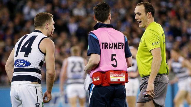 Troy Pannell umpiring an AFL game in 2014. Picture: Colleen Petch