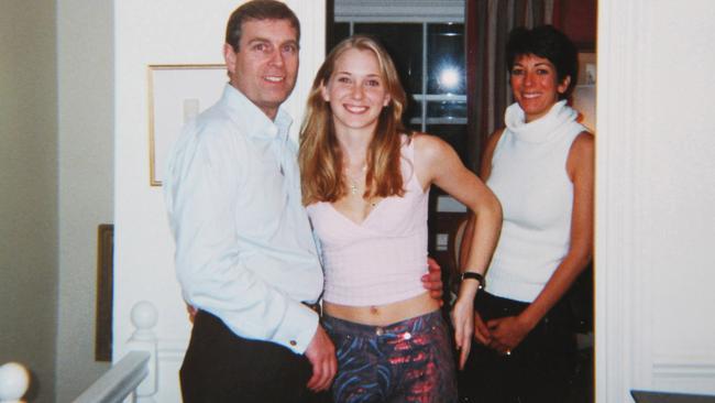 Prince Andrew and Virginia Roberts at Ghislaine Maxwell's townhouse in London, Britain on March 13 2001 Picture: Florida Southern District Court/Supplied