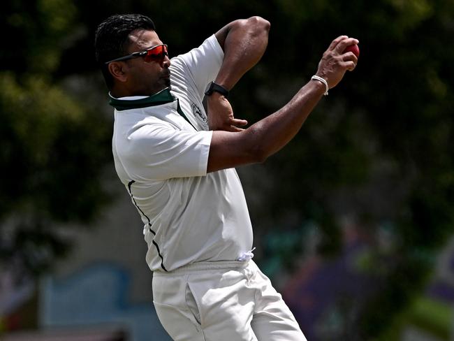 Yarraville ClubÃs Chinthaka Jayasinghe during the VTCA Yarraville Club v Craigieburn cricket match in West Footscray, Saturday, Nov. 26, 2022. Picture: Andy Brownbill