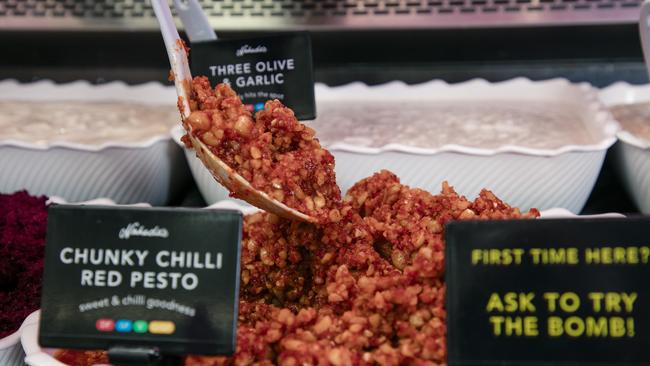 Freshly made dips at Naheda’s Dip House. Picture: Glenn Campbell