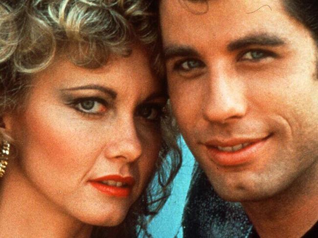 Singer Olivia Newton John & actor John Travolta in 1978 film "Grease".