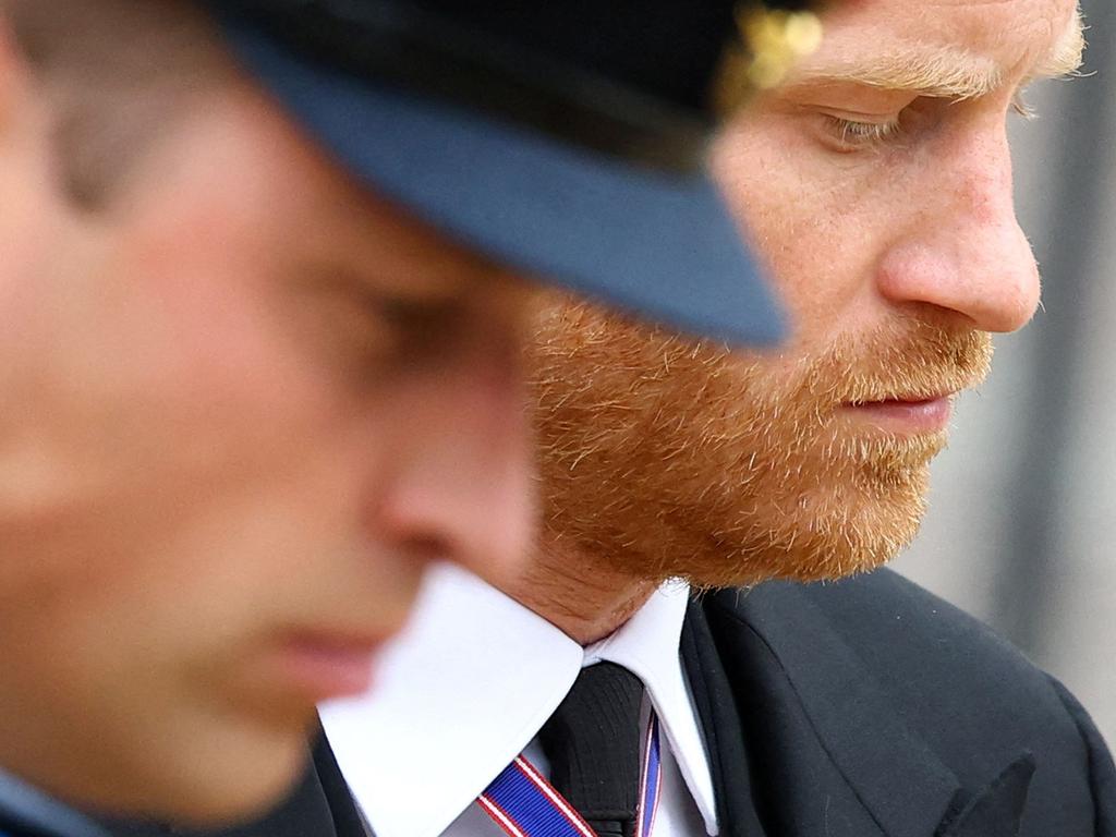 Prince William and Prince Harry at the funeral of the Queen. Picture: AFP