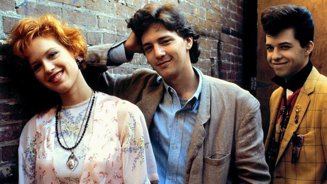 Ringwald also starred in Pretty In Pink alongside Andrew McCarthy (centre) and Jon Cryer.