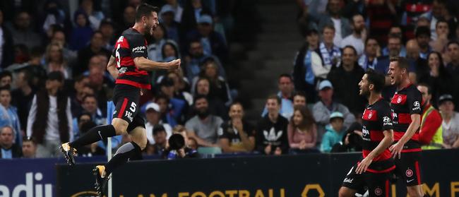 Wanderers’ player Brendan Hamill celebrates scoring a goal. Picture: Philip Hillyard