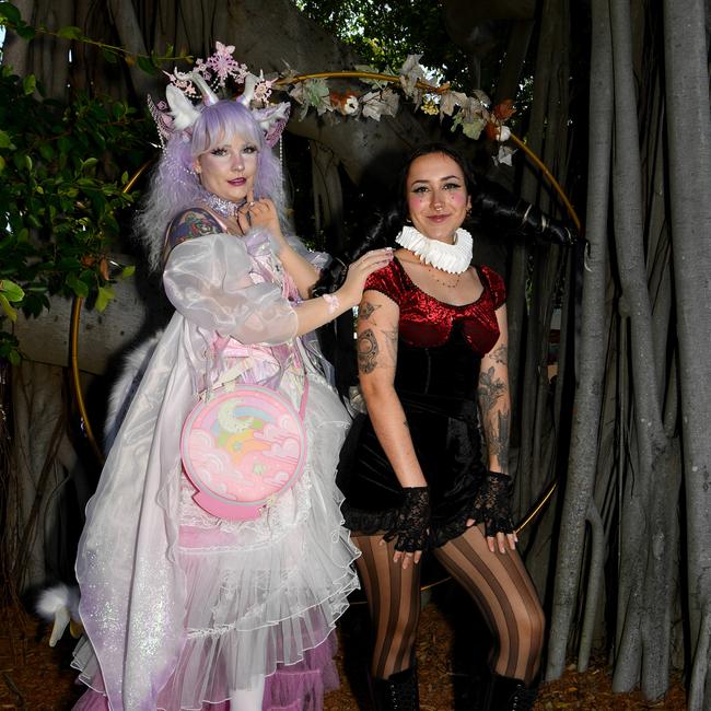 Townsville Medieval and Fantasy Festival 2024 at Cluden. Tiffany Hone and Gabrielle O'Connor. Picture: Evan Morgan
