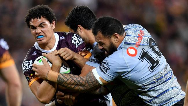 Xavier Coates showed his defensive inexperience against the Warriors. Picture: AAP Image/Darren England