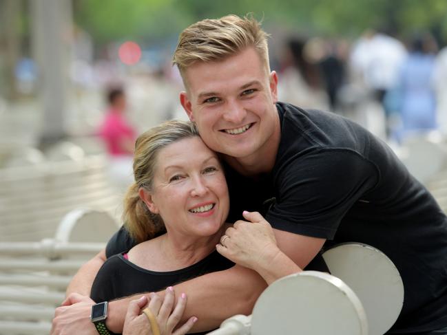 Port Adelaide co-captain Ollie Wines with his mother Jane Wines. Picture: AAP Image/Tracey Nearmy