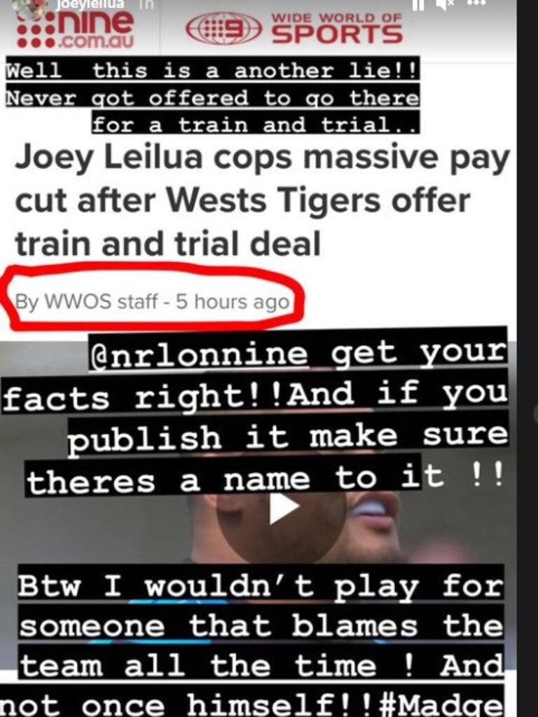 Leilua roasted Michael Maguire on Instagram.