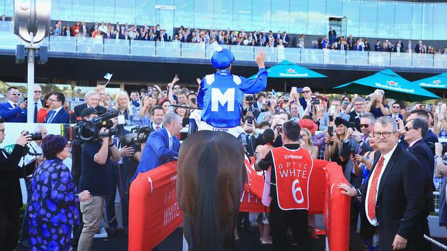 Crowd pleaser: Winx after another extraordinary performance. Picture: Getty Images