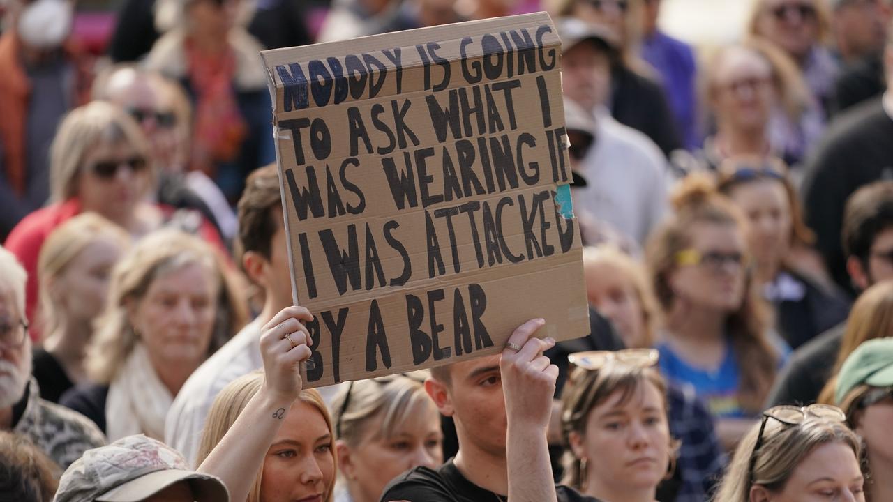 Various speakers addressed a large crowd from the steps of Parliament House. Picture Dean Martin