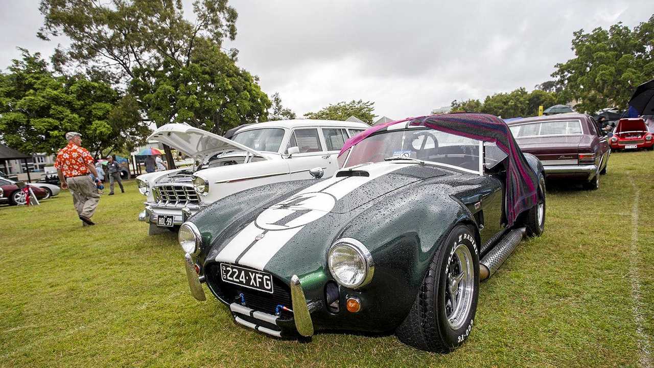 It wasn't a good day for convertibles: Julian Maricich's AC Cobra . Picture: Iain Curry