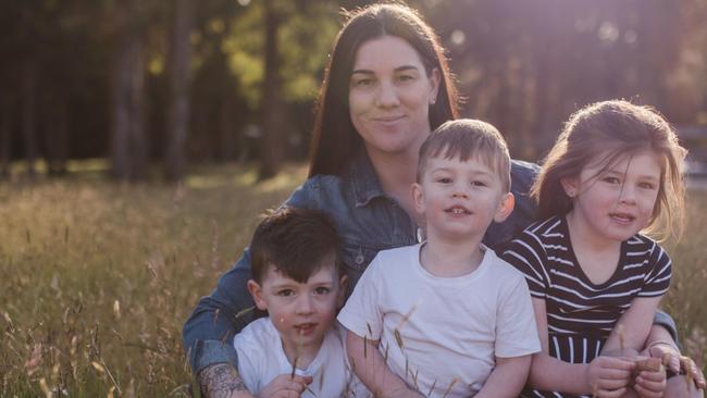 Burnie mum Bec Harding with children Alexis, 6, Jack, 5, and Oscar, 3, has spoken about the difficulties of FIFO life and being away from their husband and dad Jake during the COVID-19 pandemic. Photo: Flick + Dave Photography