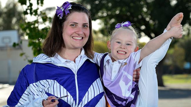 Sofia Lydyard when she was just four with Marden Calisthenics College coach Nikki Ianunzio. Picture: Bianca De Marchi