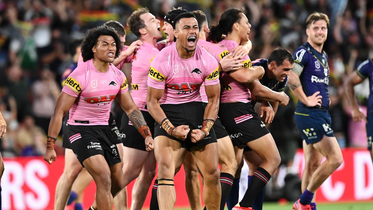 The Panthers celebrate the win. Photo by Bradley Kanaris/Getty Images