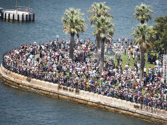 Crowds line Sydney Harbour on Australia Day 2016 Picture: Chris Pavlich