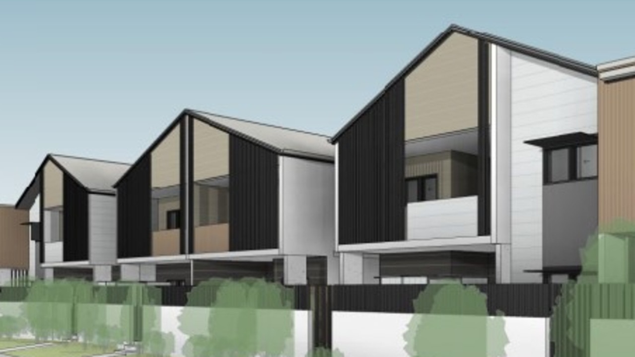 Artist impressions of a social housing complex proposed by BlueCHP in Bells Creek. Photo: Idea Architecture