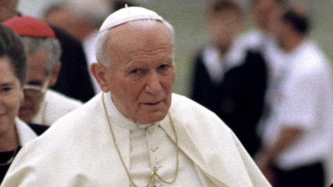 Pope John Paul II arrives in Sydney in 1995 for the beatification of Mary MacKillop. Picture: National Archives of Australia