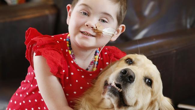 Ivy with her golden retriever, Billie. Picture: David Caird