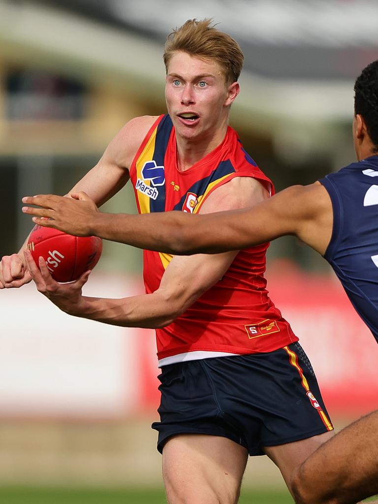 The highly touted youngster may not end up at the Crows. (Photo by Sarah Reed/AFL Photos via Getty Images)