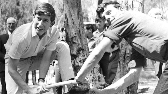 A 17-year-old Prince Charles shows his outdoors spirit during his stay at Geelong Grammar’s Timbertop campus in 1966.