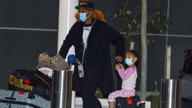 American tennis player Serena Williams and her daughter Alexis Olympia Ohanian Jr. arriving in Adelaide