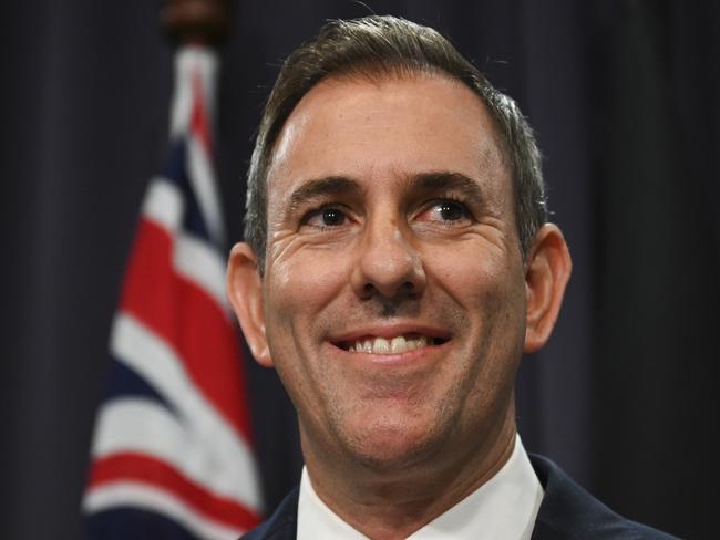 : Federal Treasurer Jim Chalmers holds a press conference at Parliament House in Canberra. Picture: Martin Ollman