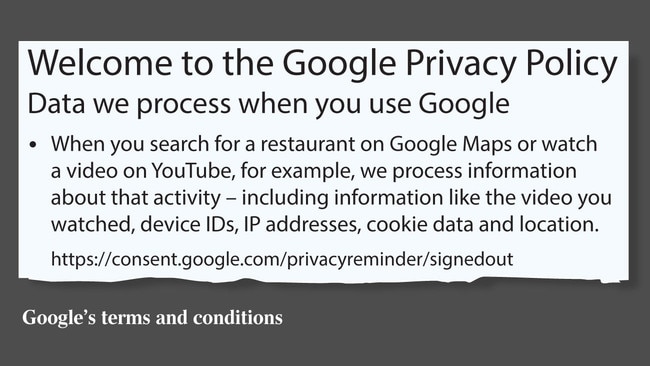 Google privacy policy page one