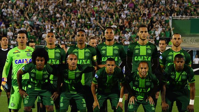 Brazil's Chapecoense professional footballers players, pictured during the 2016 Copa Sudamericana, were on a plane that crashed en route to Medellin international airport in Colombia. Picture: Nelson Almeida.