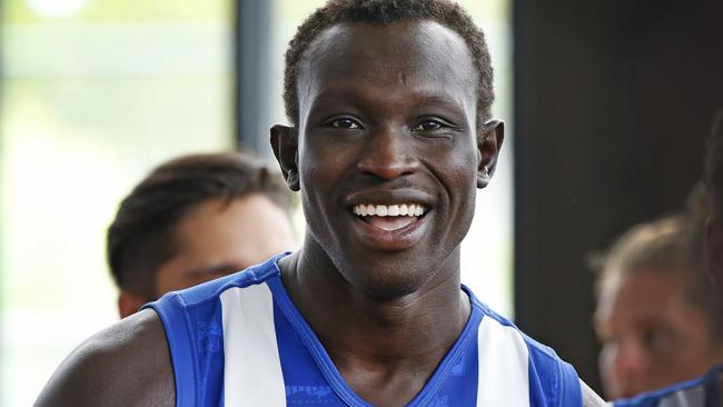 Majak Daw was all smiles at the club’s team photoshoot this year. Picture: David Caird